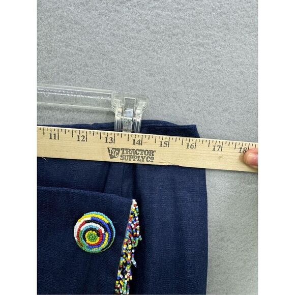 Vintage Handmade Denim Beaded Western Southwestern Wrap Skirt Size 16 - Picture 8 of 11
